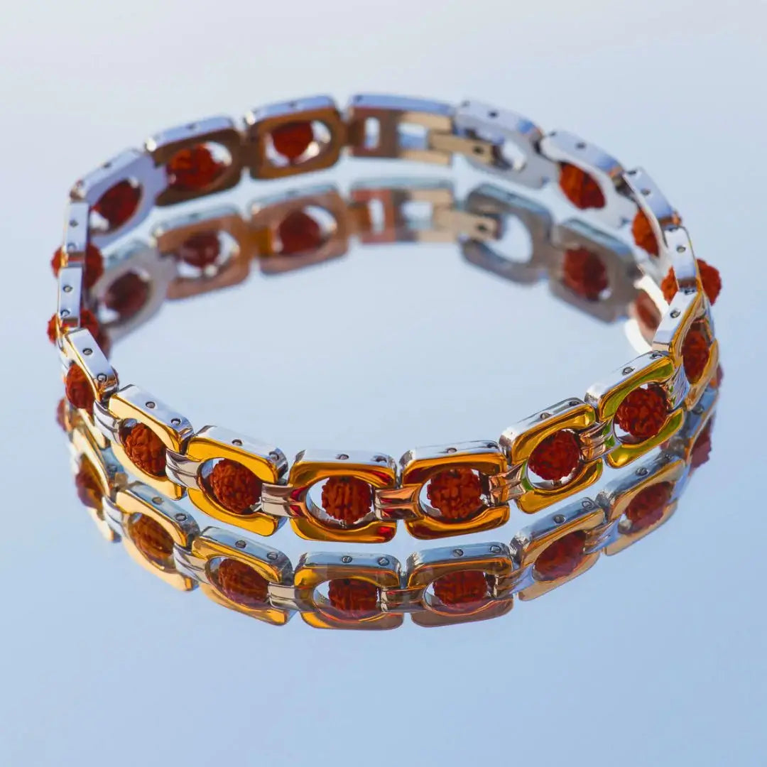 GOLD PLATED RUDRAKSHA CAPPING BRACELET