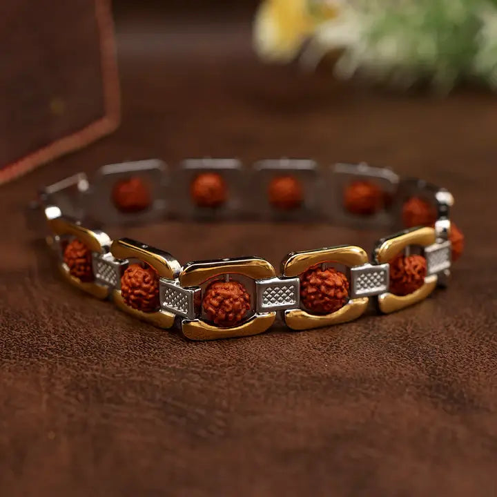 GOLD PLATED RUDRAKSHA CAPPING BRACELET