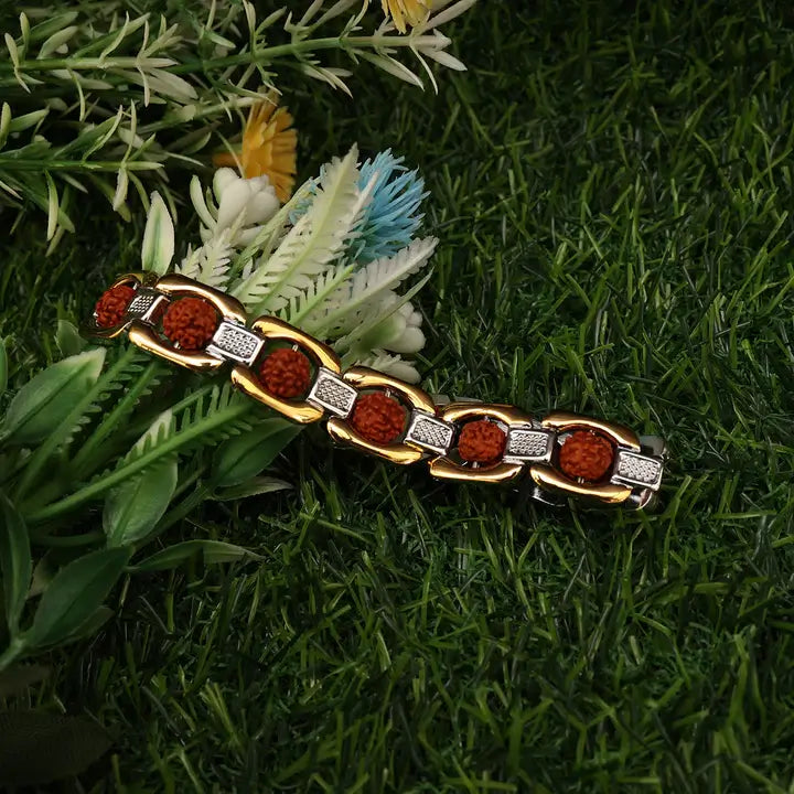 GOLD PLATED RUDRAKSHA CAPPING BRACELET