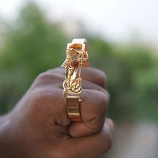 Gold Plated Rudraksha Damroo Kada