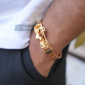 Gold Plated Rudraksha Damroo Kada