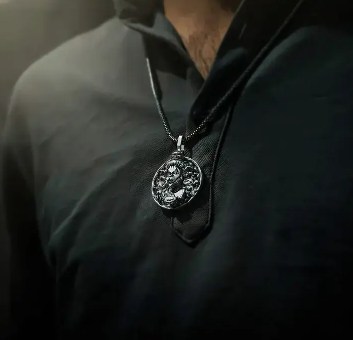 Hanuman Ji Pendant Oxodaised Silver Chain