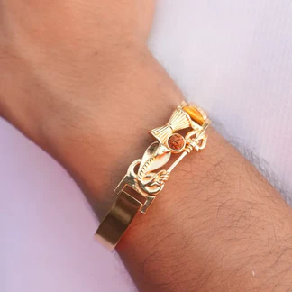 Gold Plated Rudraksha Damroo Kada