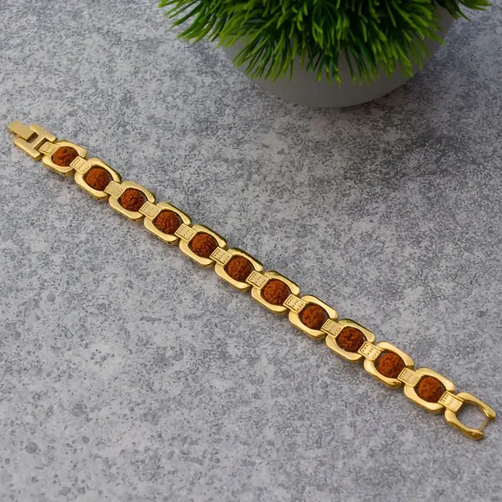 GOLD PLATED RUDRAKSHA CAPPING BRACELET