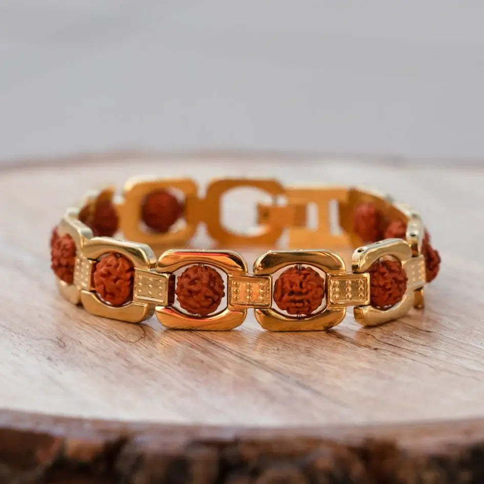 GOLD PLATED RUDRAKSHA CAPPING BRACELET