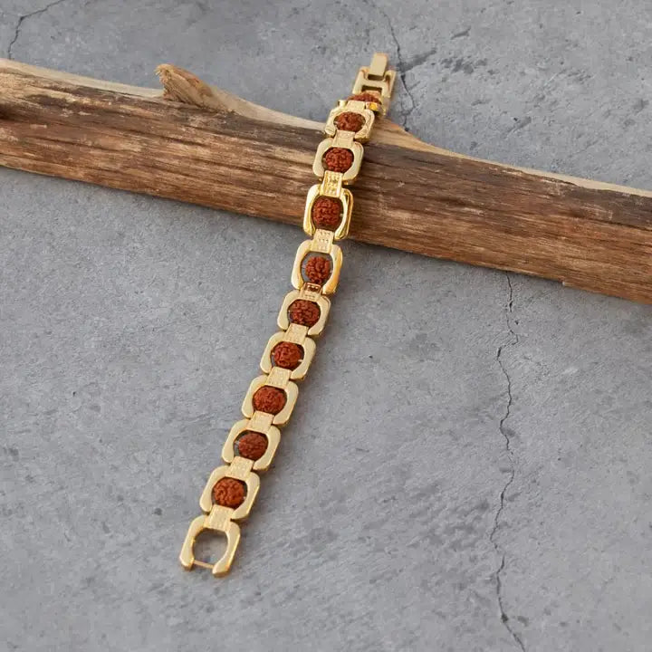 GOLD PLATED RUDRAKSHA CAPPING BRACELET